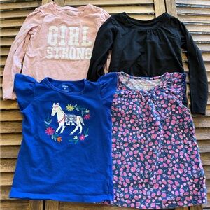 Girls 4T 4/5 Tee T-Shirt Bundle - Blue, Pink, Black, Floral | Carter’s & More